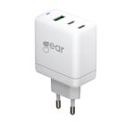 GEAR Charger GAN 65W 2x USB-C / USB-A v&auml;ggladdare, Vit