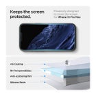 Spigen GLAS.tR ez FIT iPhone 13 / 13 Pro / 14 / 16e / 17e sk&auml;rmskydd, Klar / klassiskt (med bricka)