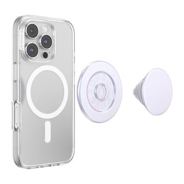 PopSockets PopGrip MagSafe avtagbart grip med st&auml;llfunktion, magnetic, iridescent white