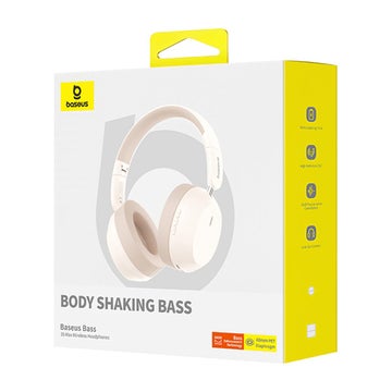 Baseus Bass 35 Max tr&aring;dl&ouml;sa on-ear h&ouml;rlurar, Vit