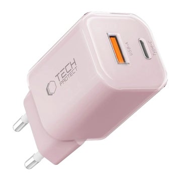 Tech-Protect NCM33W PD QC 3.0 2-port v&auml;ggladdare, Rosa