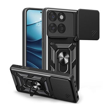 Tech-Protect Camshield Pro Motorola Edge 60 / 60 Fusion 5G skal med greppring och kameraskydd, Svart