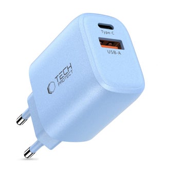 Tech-Protect NCA30 PD 30W QC 2-port v&auml;ggladdare, Bl&aring;