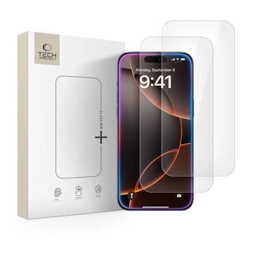 Tech-Protect iPhone 16 Pro Max Glass Fit+ sk&auml;rmskydd, Klar (2-pack)