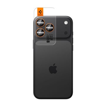 Spigen Optik.tr ez Fit Camera Protector iPhone 16 Pro / 16 Pro Max / 17 Pro / 17 Pro Max skydd f&ouml;r bakre kamerorna, Orange kanter (2-pack)