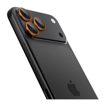 Spigen Optik.tr ez Fit Camera Protector iPhone 16 Pro / 16 Pro Max / 17 Pro / 17 Pro Max skydd f&ouml;r bakre kamerorna, Orange kanter (2-pack)