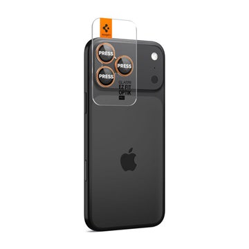 Spigen Optik.tr ez Fit Camera Protector iPhone 16 Pro / 16 Pro Max / 17 Pro / 17 Pro Max skydd f&ouml;r bakre kamerorna, Orange kanter (2-pack)
