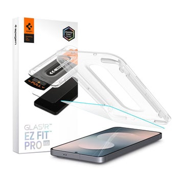 Spigen GLAS.tR ez FIT Pro HD Galaxy A37 / A57 / S25 FE 5G sk&auml;rmskydd, Klar (med bricka)
