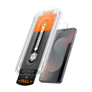 Spigen GLAS.tR ez FIT Pro HD Galaxy A37 / A57 / S25 FE 5G sk&auml;rmskydd, Klar (med bricka)