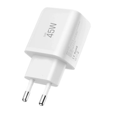 Tech-Protect NCA45W-GAN2 QC -v&auml;ggladdare och Lightning-kabel, Vit