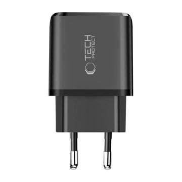 Tech-Protect NCA45W-GAN2 QC -v&auml;ggladdare och USB-C-kabel, Svart