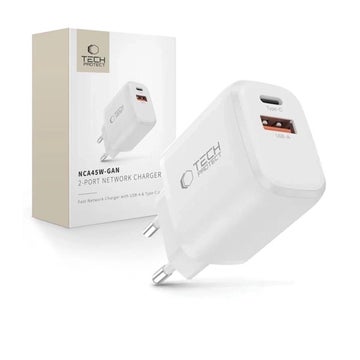 Tech-Protect NCA45W-GAN2 QC -v&auml;ggladdare, Vit