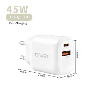 Tech-Protect NCA45W-GAN2 QC -v&auml;ggladdare, Vit