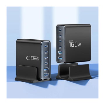 Tech-Protect DC160W-GAN 6-port 2xUSB-A, 4xUSB-C -laddningsstation, Svart