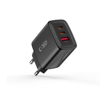 Tech-Protect NCA65W 3-Port v&auml;ggladdare, Svart