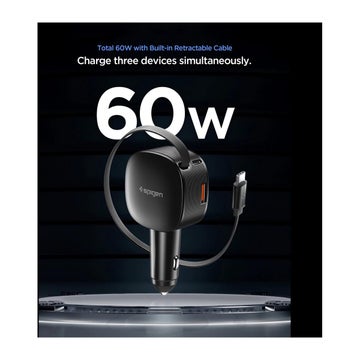 Spigen EV603BT 60W billaddare, Svart