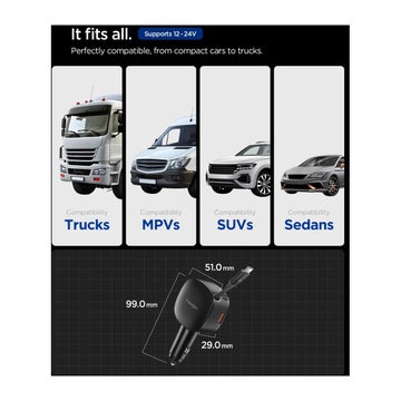 Spigen EV603BT 60W billaddare, Svart