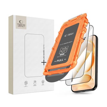 Tech-Protect Quick Set+ iPhone 18 Pro / 17 Pro sk&auml;rmskydd med bricka, Svart (2-pack)