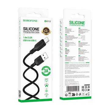 Borofone Lenny 18W USB-A / USB-C kabel, Svart 100 cm