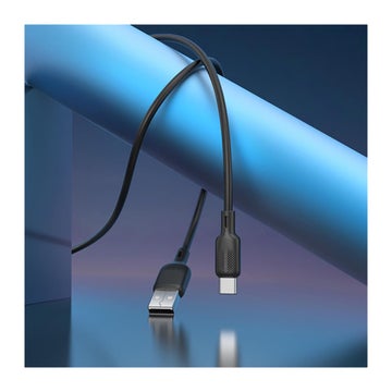 Borofone Lenny 18W USB-A / USB-C kabel, Svart 200 cm
