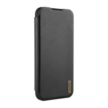 Nillkin Qin PRO Samsung Galaxy A56 5G fodral i &auml;kta l&auml;der, Svart