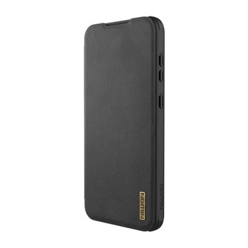 Nillkin Qin PRO Samsung Galaxy A56 5G fodral i &auml;kta l&auml;der, Svart