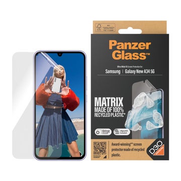 PanzerGlass Galaxy A35 5G Matrix Hybrid Glass skyddsfilm, Klar (med bricka)