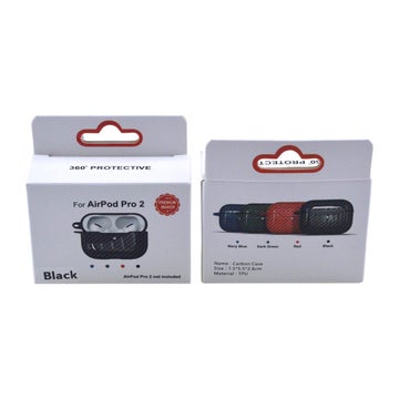 AirPods Pro 2 Carbon Fiber -m&ouml;nstrat skal f&ouml;r fodral, Svart