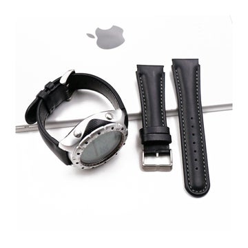 Armband i &auml;kta l&auml;der f&ouml;r Suunto X-Lander smartklocka, Svart