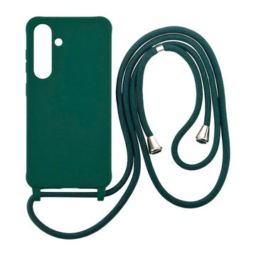 Galaxy A35 5G silikonskal med halsband, M&ouml;rkgr&ouml;n