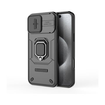 iPhone 16 Pro Max skal med greppring och kameraskydd, Svart