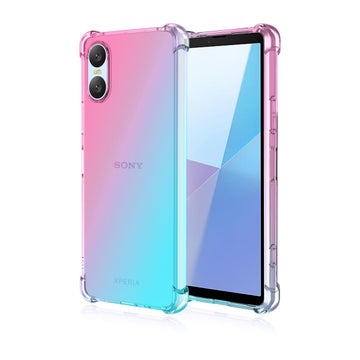 Sony Xperia 10 VI Gradient Bumper TPU skal, Rosa/gr&ouml;n