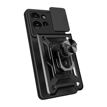 Motorola Edge 50 5G skal med greppring och kameraskydd, Svart