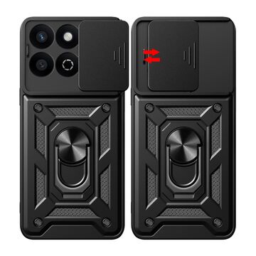 Honor 200 Smart 5G skal med greppring och kameraskydd, Svart