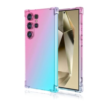 Galaxy S25 Ultra 5G Gradient Bumper TPU skal, Rosa/gr&ouml;n