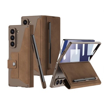 Galaxy Z Fold7 5G fodral med pennh&aring;llare, Ekol&auml;der, brun