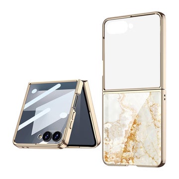 Galaxy Z Flip7 5G marmorerat skal, Polykarbonat, Guld