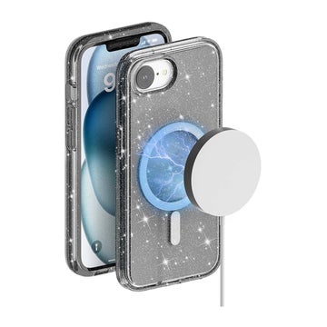 iPhone 17e / 16e Glitter MagSafe Bumper TPU-skal, Svart