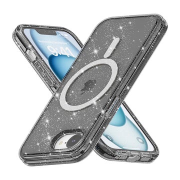 iPhone 17e / 16e Glitter MagSafe Bumper TPU-skal, Svart