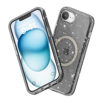 iPhone 17e / 16e Glitter MagSafe Bumper TPU-skal, Svart