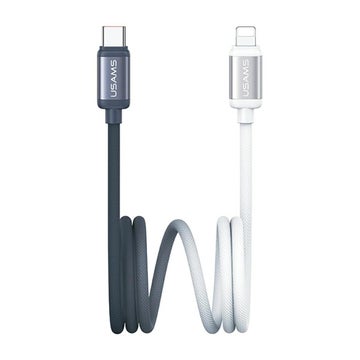 USAMS Bicolor USB-C / Lightning PD 30W -kabel, Svart/vit 120 cm
