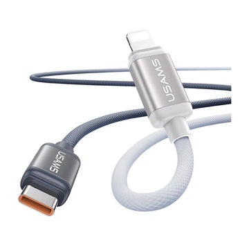 USAMS Bicolor USB-C / Lightning PD 30W -kabel, Svart/vit 120 cm