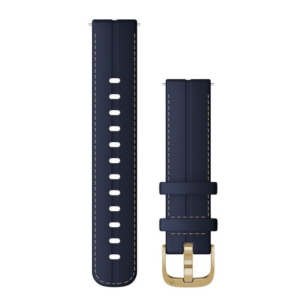 Garmin Quick Release l&auml;derarmband, 18 mm, Bl&aring;/guld