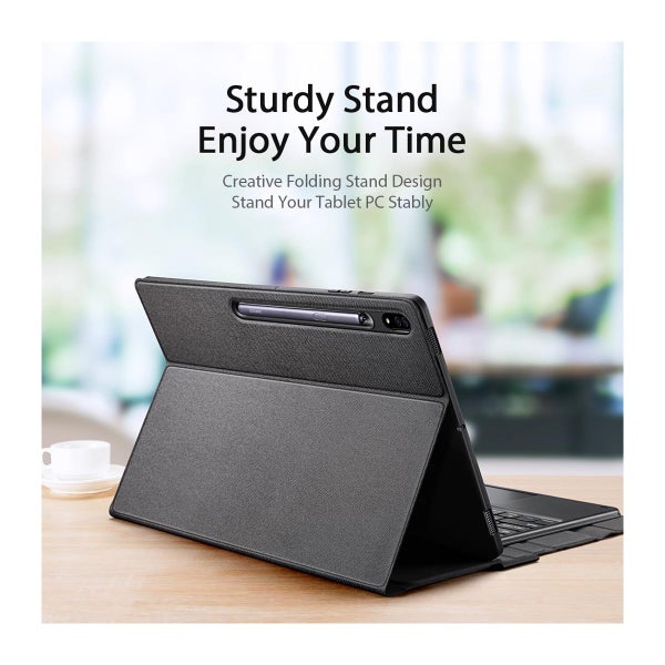 Samsung Galaxy Tab S8 Plus / S7 Plus / S7 FE DUX Ducis fodral med tangentbord, Svart