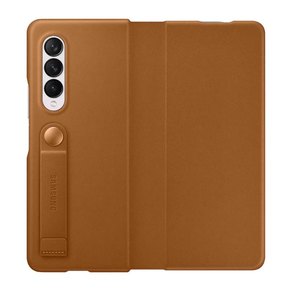Samsung Galaxy Z Fold3 Leather Flip Cover, Brun
