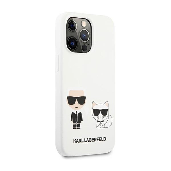 Karl Lagerfeld iPhone 13 Pro Max skal, Vit silikon - Karl & Choupette