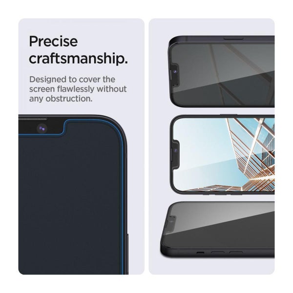 Spigen GLAS.tR Slim iPhone 13 / 13 Pro / 14 / 16e / 17e sk&auml;rmskydd, Sekretessfilter