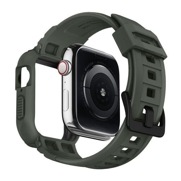 Spigen Rugged Armor Pro Apple Watch 44 mm skal med armband, Military Green