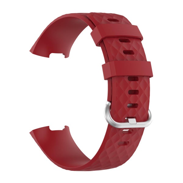 M&ouml;nstrat silikonarmband f&ouml;r Fitbit Charge 3 / Charge 4 smartklocka, R&ouml;d