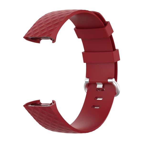 M&ouml;nstrat silikonarmband f&ouml;r Fitbit Charge 3 / Charge 4 smartklocka, R&ouml;d
